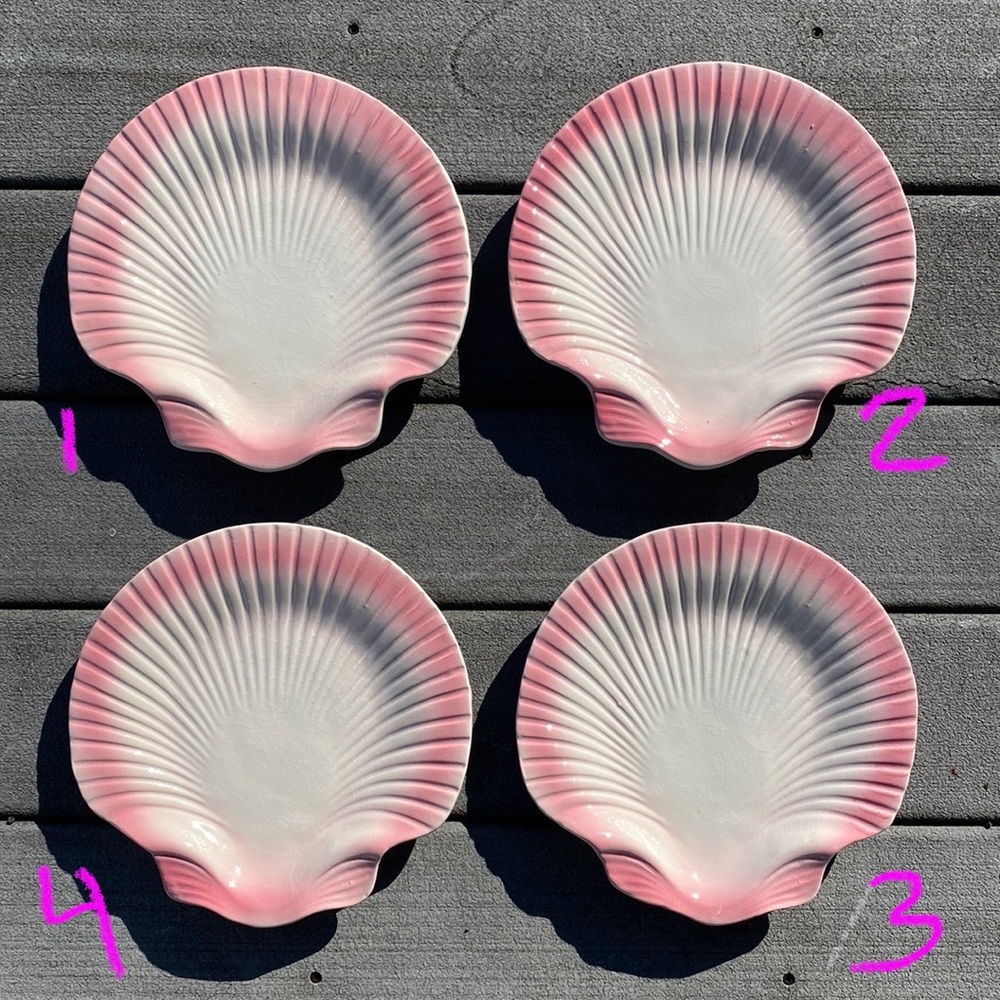 Vintage Seashell Plates Set of 4
